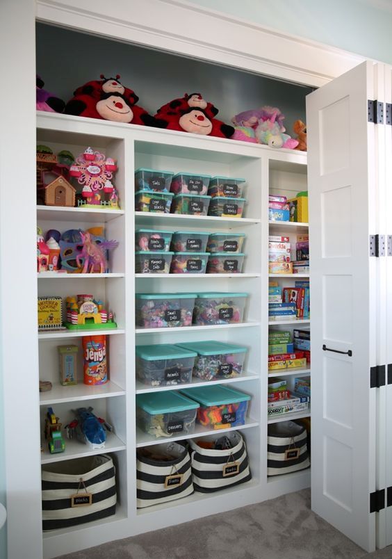 Clear Bins With Chalkboard Labels For Easy Toy Sorting