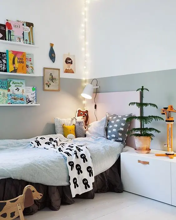 String Lights Add Whimsical Accent Above Bedside Table