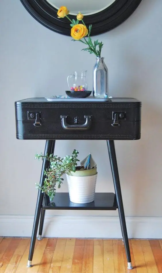 Upcycle a Suitcase into a Side Table with Built-in Storage