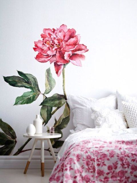 Oversized Watercolor Peony Wall Decal Adds Artistic Bloom