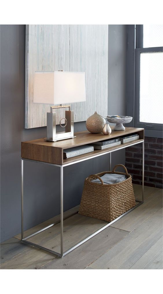 Hide Books Neatly on a Slim Console's Built-in Shelf