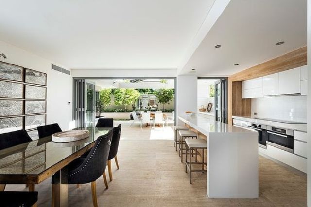 White Waterfall Island for Sleek Seating