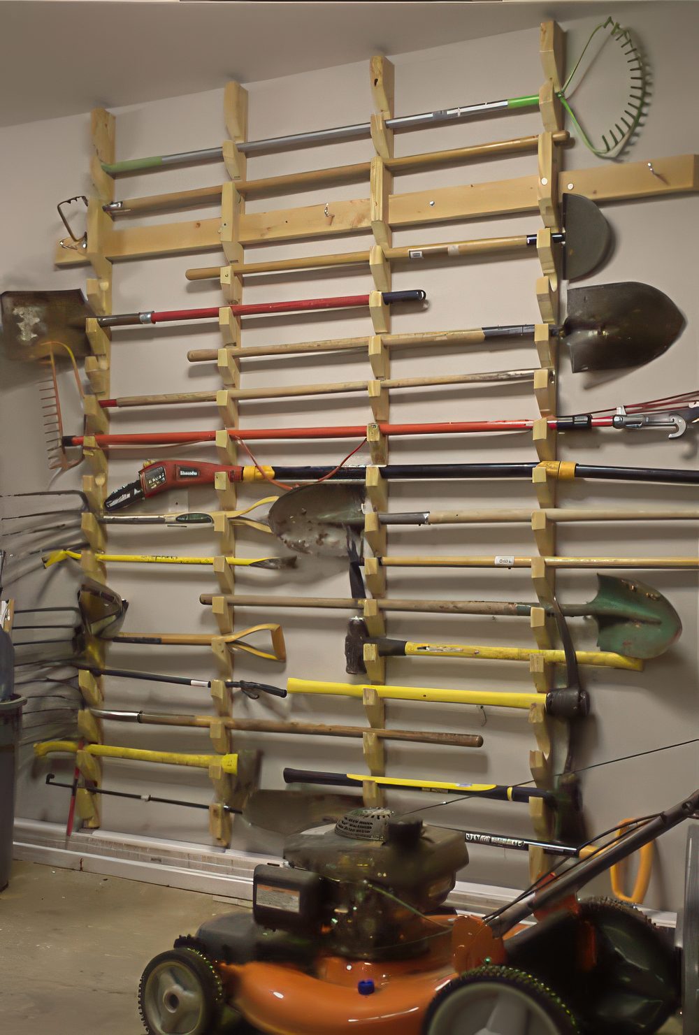 Wooden Tool Rack That Keeps Long-Handled Items Organized