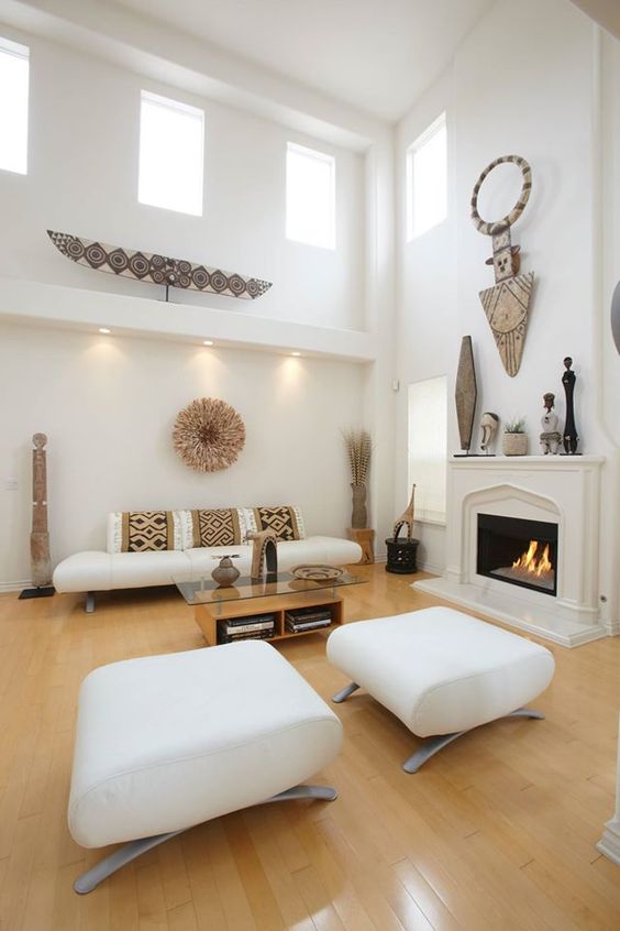 Round Woven Wall Hanging Adds Natural Texture Above Sofa