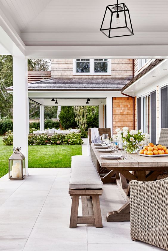 Wooden Bench With Cushions for Comfortable Outdoor Seating