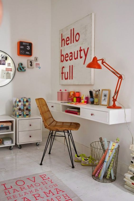 Orange Desk Lamp Adds a Bright Pop to a Workspace