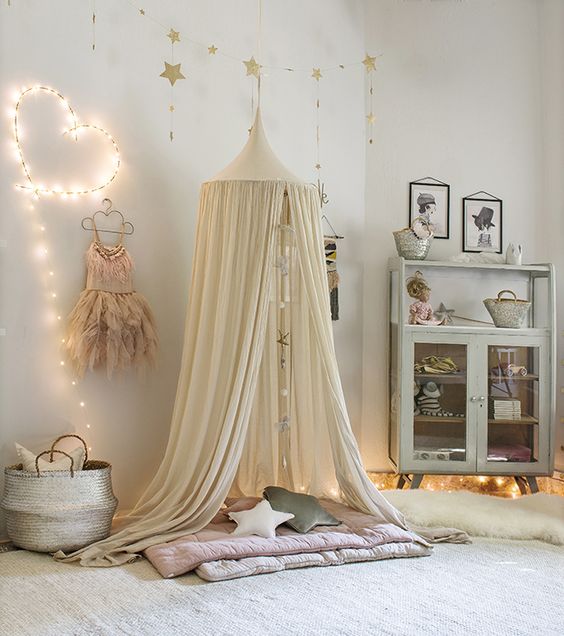 Heart-Shaped String Lights Add Whimsy to a Corner