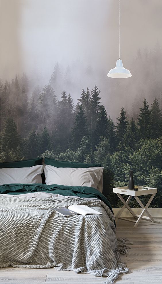Misty Forest Mural for a Serene Environment