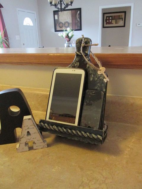 Rustic Wooden Organizer Holds Tablets and Phones Vertically