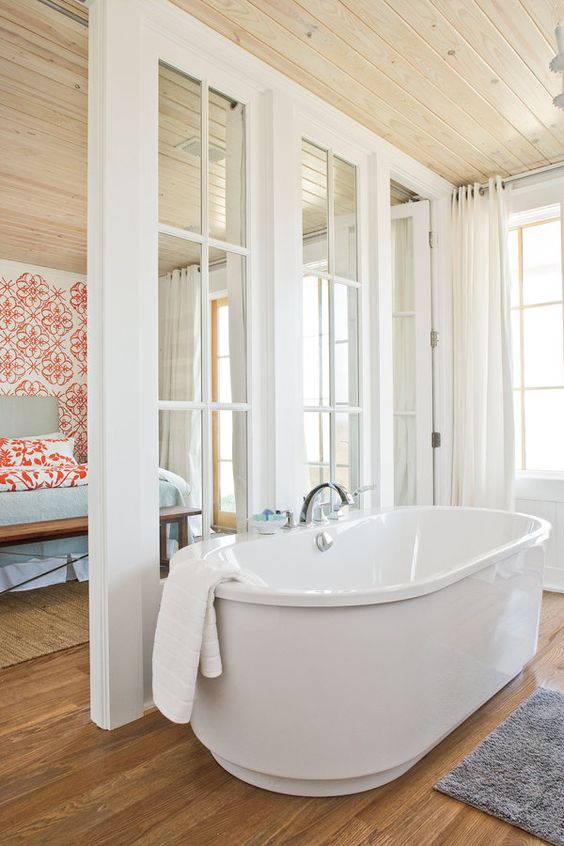 Freestanding Tub Creates a Spa-Like Oasis Next to Bedroom