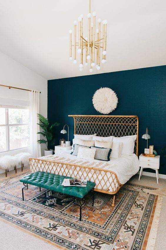 Woven Rattan Bed Frame Adds Natural Texture