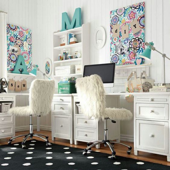 Fluffy Faux Fur Chairs Add Cozy Texture to White Desks