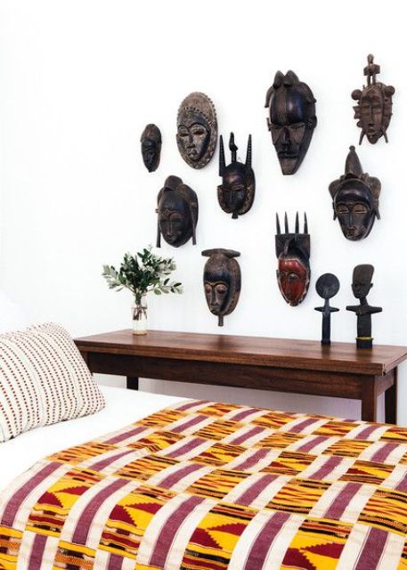 Group Wooden Masks for Dramatic Cultural Art