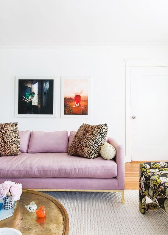Leopard Print Pillows Add Wild Texture to a Pastel Sofa