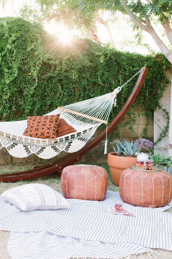 Moroccan Poufs for Boho Outdoor Seating
