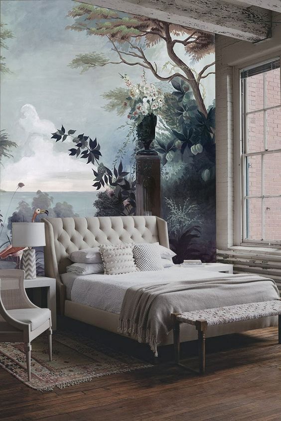 Garden Mural Creates a Dramatic Backdrop