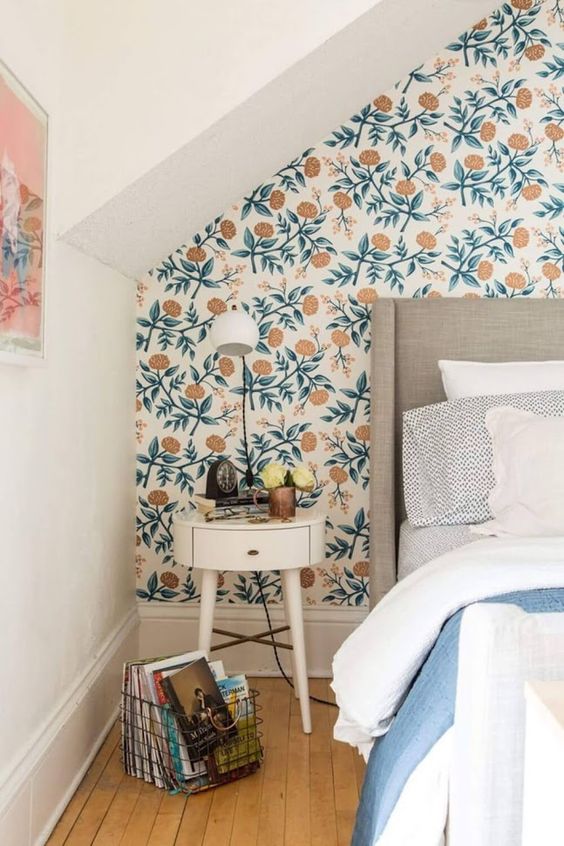 Wire Basket Keeps Books and Magazines Tidy by the Bed
