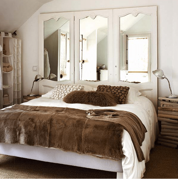 Craft a Unique Headboard with Three Mirrored Cabinet Doors