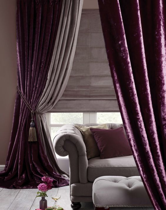 Deep Purple Velvet Drapes Add Dramatic Texture and Color