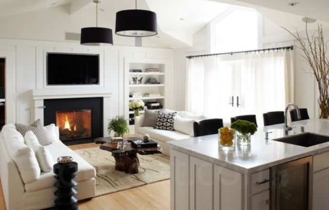 Large Black Drum Pendant Lights