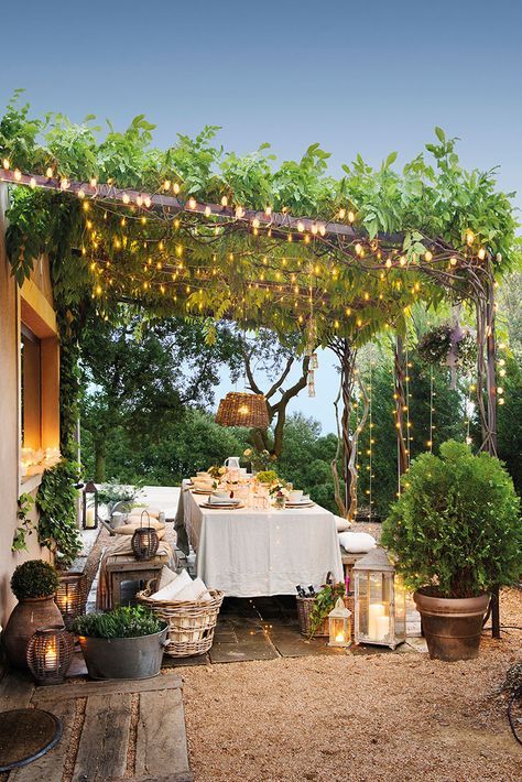 Weave String Lights Through Greenery for Magic