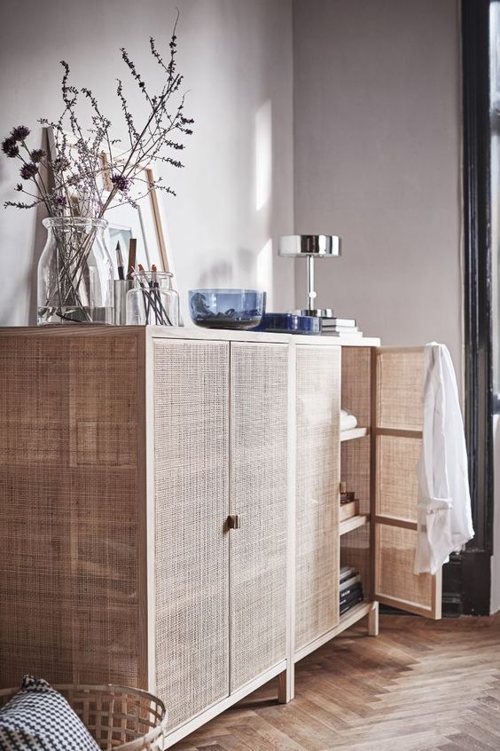Bring Natural Texture to Storage with Woven Cabinet Doors