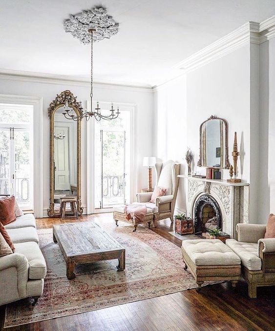 Lean an Ornate Floor Mirror for Dramatic Flair