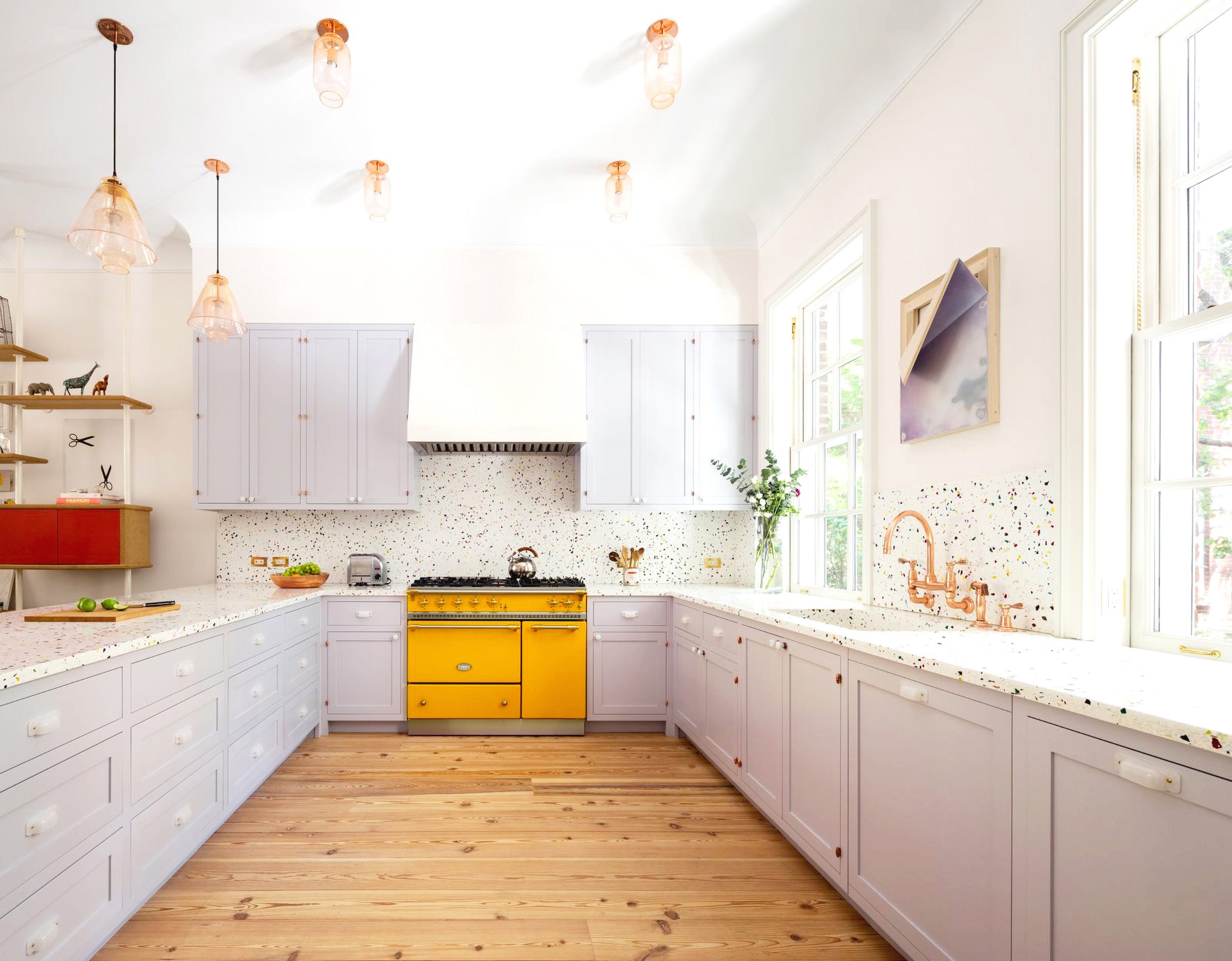 Glass Pendant Lights Add Warm Amber Glow to Your Kitchen