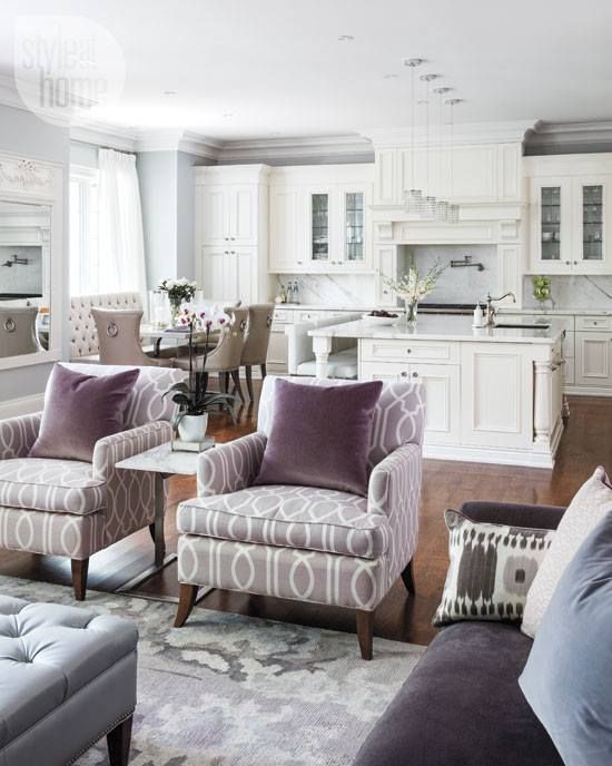 Patterned Armchairs Soften Open Layout