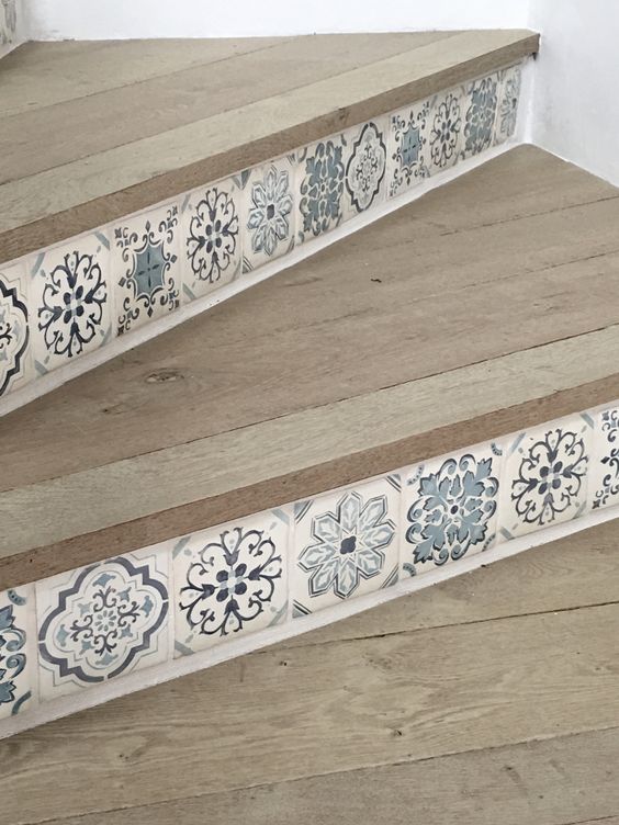 Decorate Stair Risers with Patterned Tiles