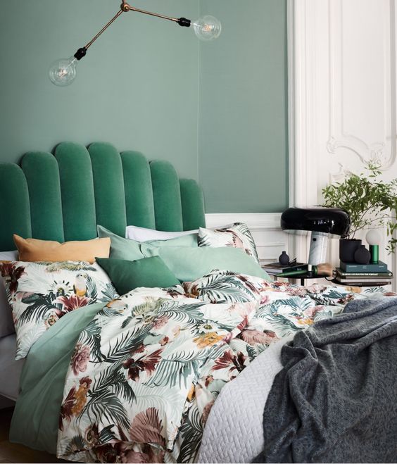 Fluted Velvet Headboard Adds Sculptural Interest