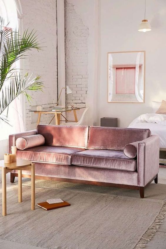 Velvet Sofa Adds Plush Texture to a Minimalist Room