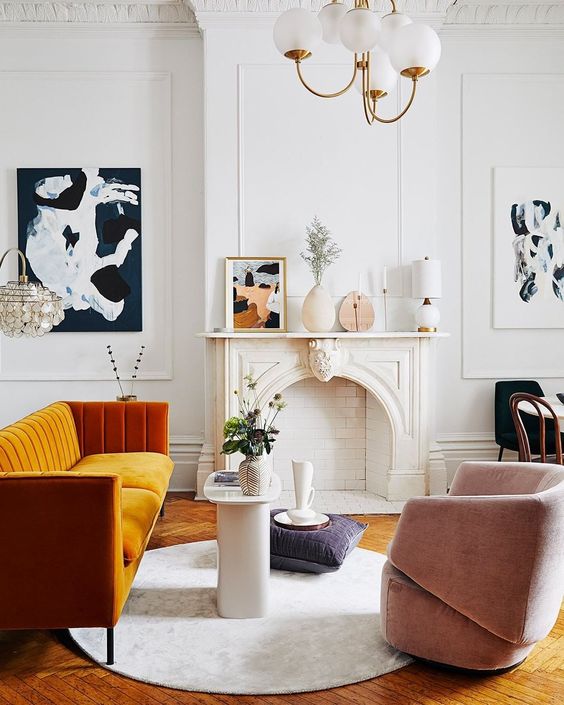 Layer Decor on a Sculptural Fireplace Mantel