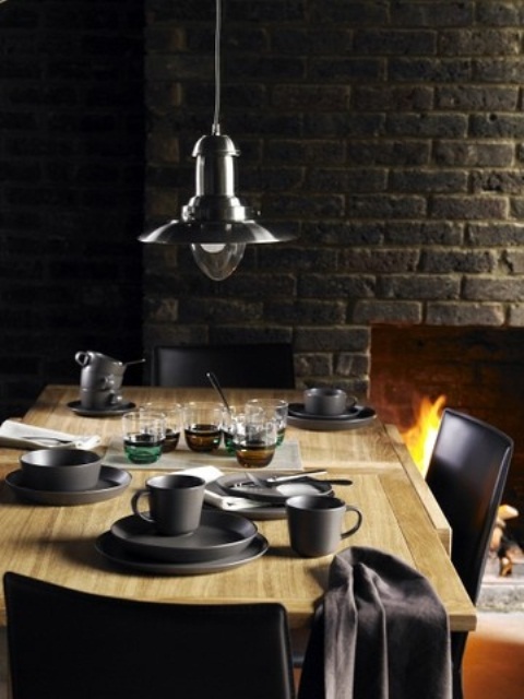 Matte Charcoal Dinnerware Adds Subtle Depth To Wood Table