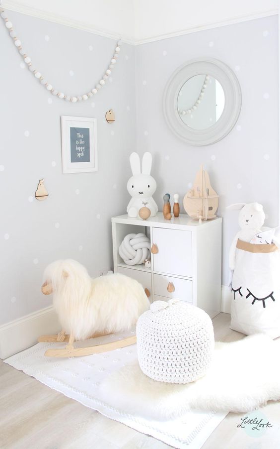 White Pouf Adds Cozy Texture to a Play Area
