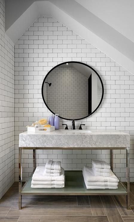 Vanity Shelf With Stacked Towels For Easy Access