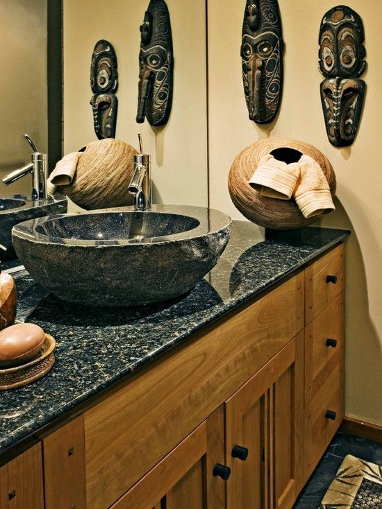 Round Woven Containers Store Towels Next to Sink