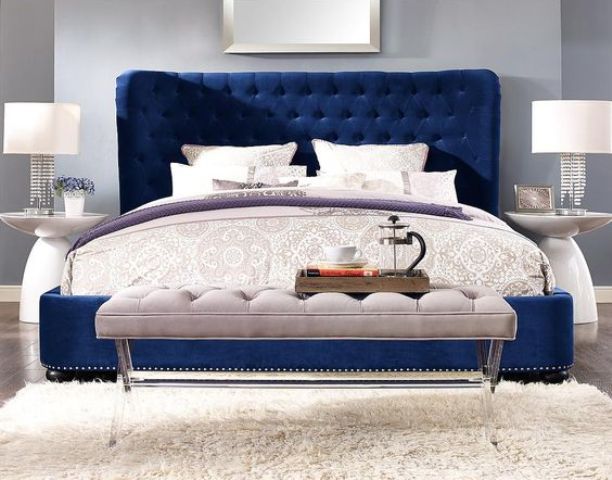 Tufted Velvet Bench with Acrylic Legs
