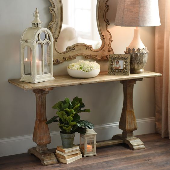 Cream Lantern Adds Romantic Ambiance to a Console