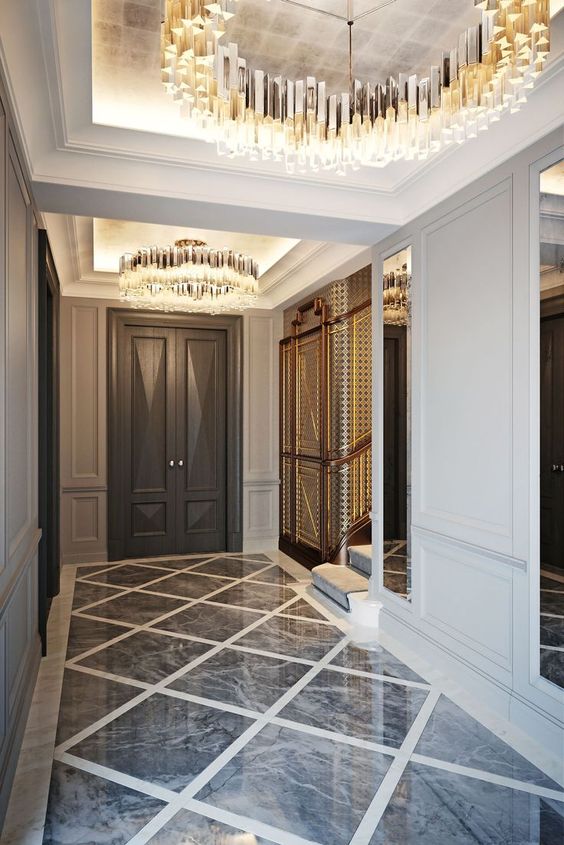 Geometric Marble Floor Creates a Striking Entry