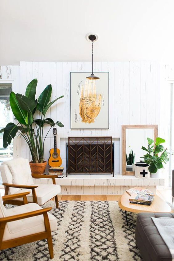 Large Palmistry Art Adds Unexpected Focal Point Above Fireplace