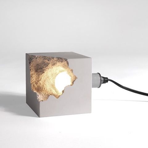 Concrete Block Lamp With A Natural Opening