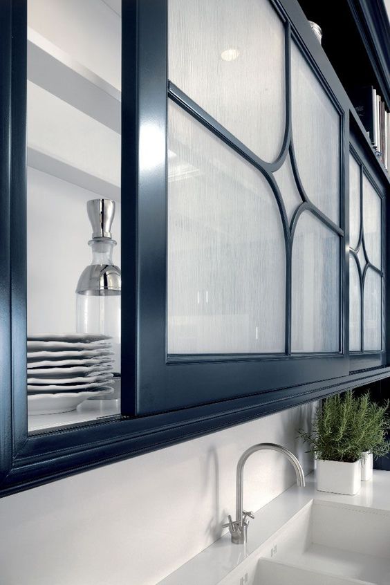 Soften Kitchen Displays with Dark Cabinet Doors