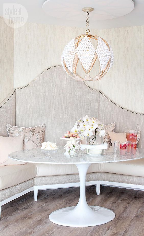 Tufted Banquette Seating Creates an Intimate Nook