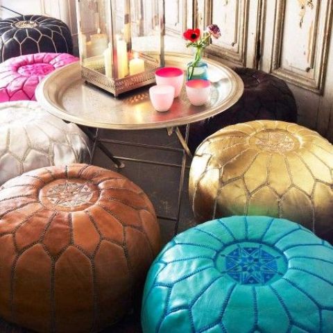Leather Poufs Offer Colorful, Flexible Seating Options