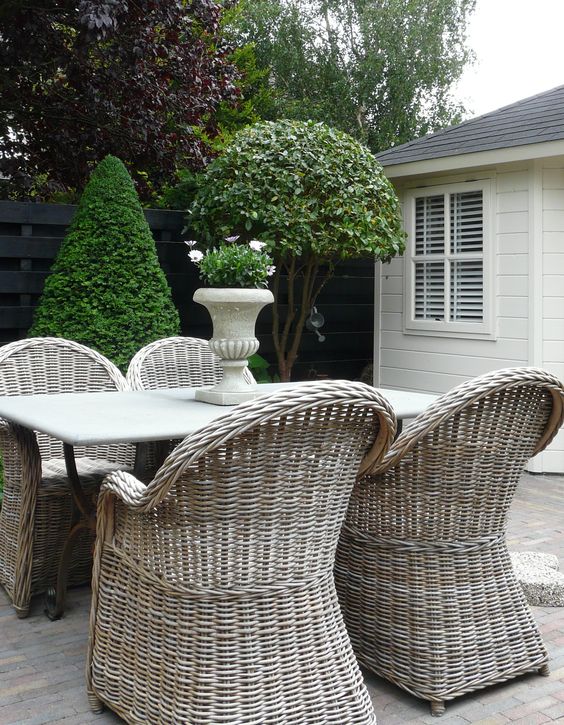 Woven Chairs With Curved Backs Add Cozy Texture