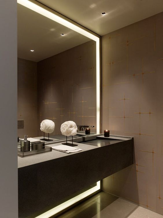Textured Wallpaper Adds Subtle Warmth to Modern Bathrooms