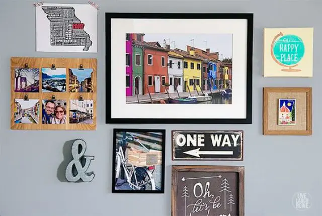 Wooden Photo Display With Metal Clips Holds Six Pictures
