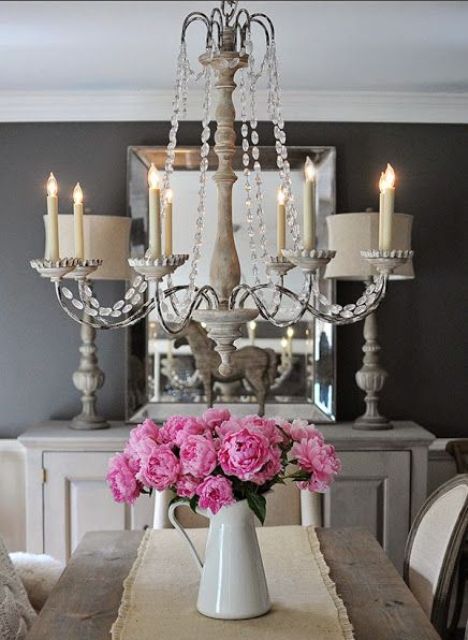 Choose a Distressed Wood Chandelier with Crystals