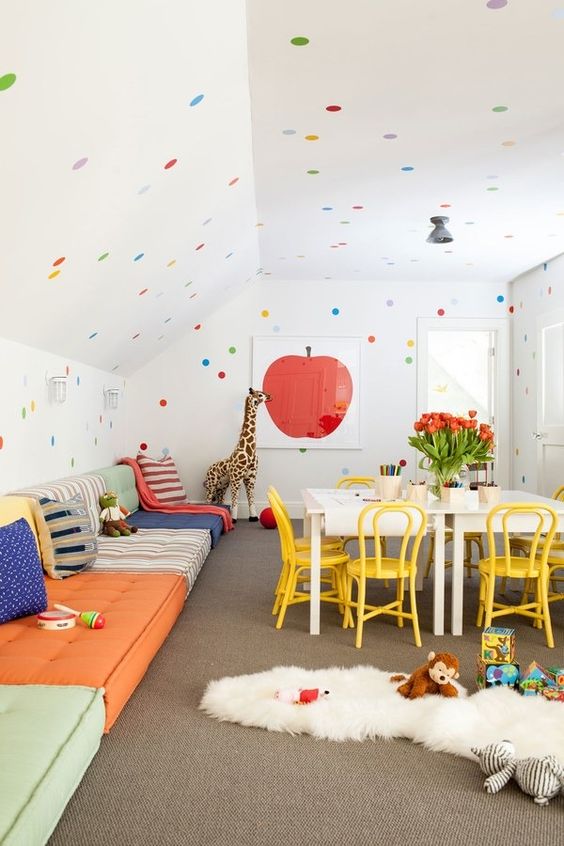 Colorful Polka Dots Add Whimsical Charm to Walls and Ceiling